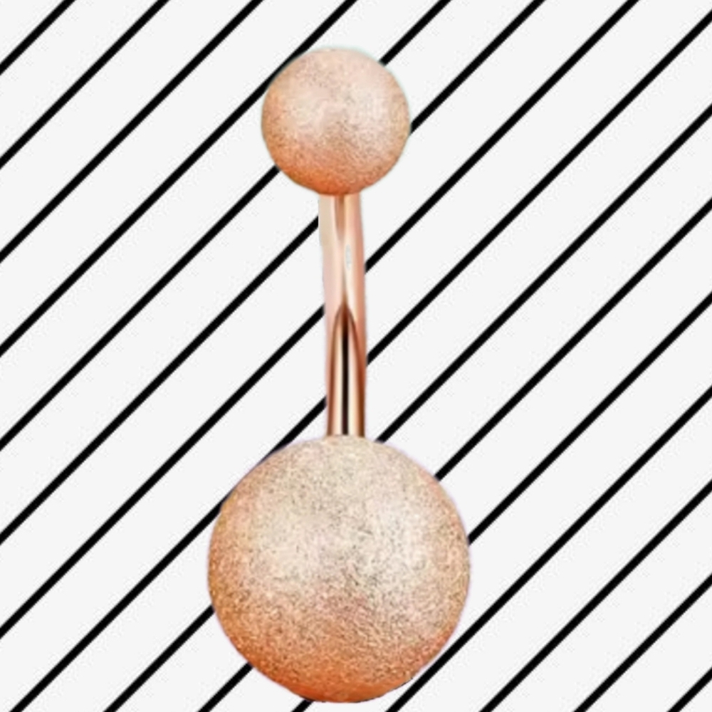 Rose Gold Glitter Finish Belly Button RingBody JewelryNavel Ring Barbell Style